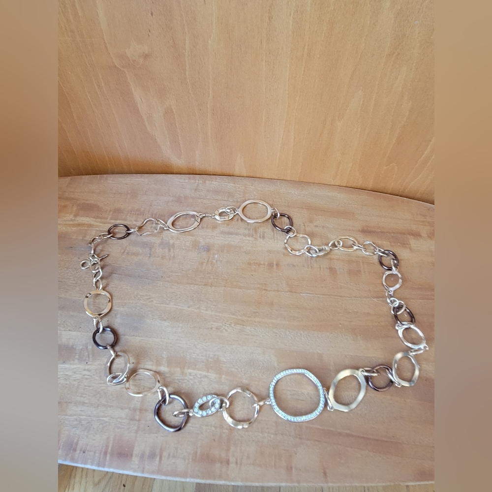 Vintage Necklace Gold, Bronze & Diamond Tones